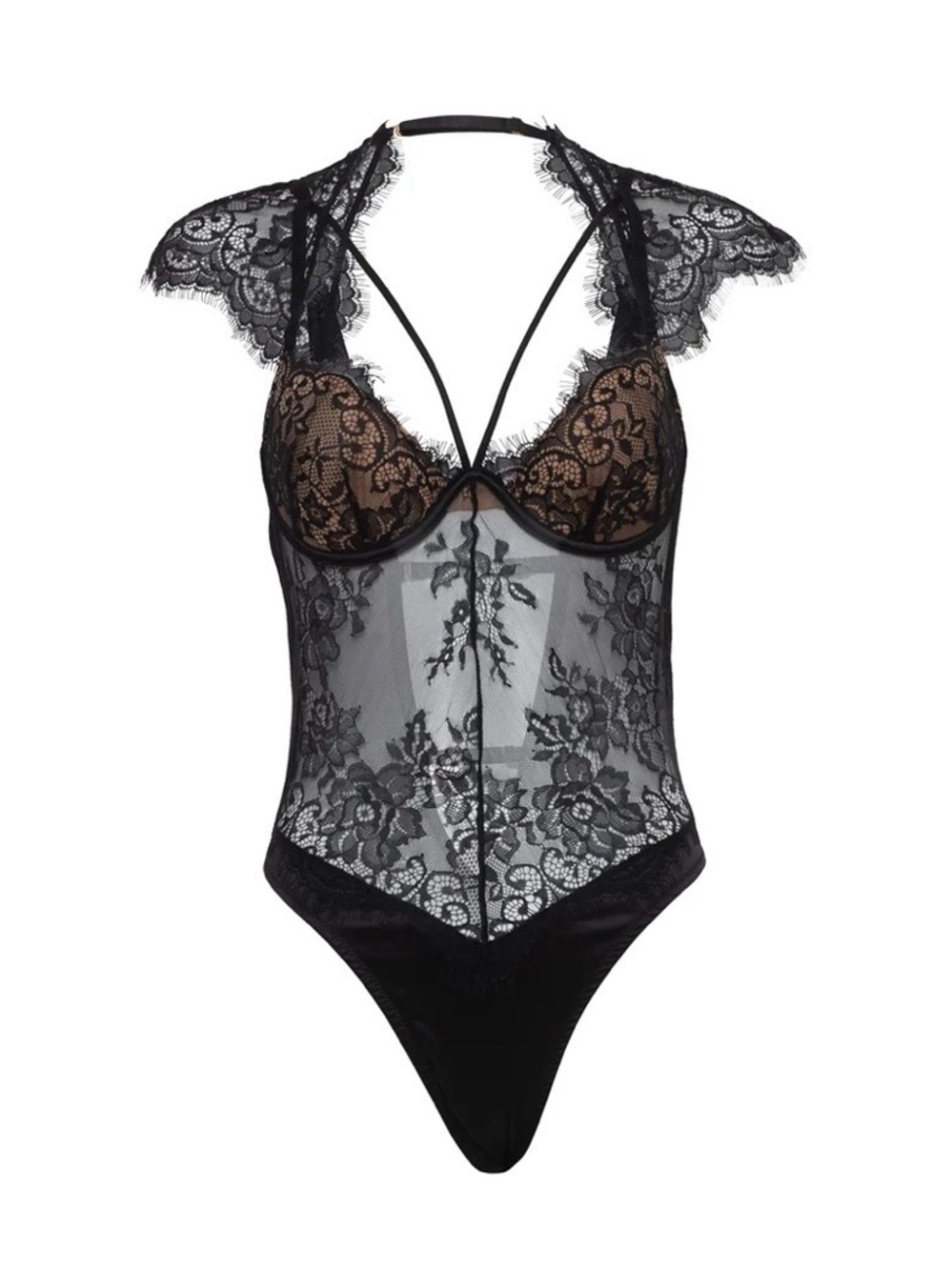 Oh La Cheri Black Lace Lingerie Bodysuit